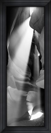 Framed Sun Throuh the Rocks, Antelope Canyon, Arizona (black &amp; white) Print