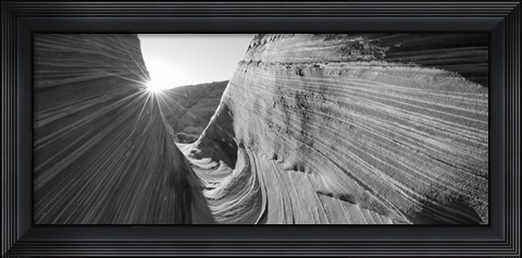 Framed Sandstone rock formations in black and white, The Wave, Coyote Buttes, Utah, USA Print