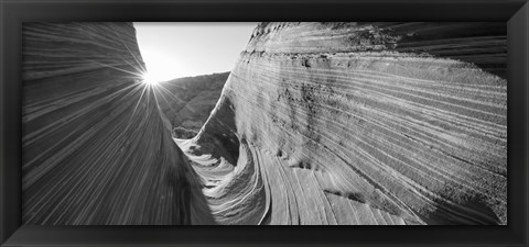 Framed Sandstone rock formations in black and white, The Wave, Coyote Buttes, Utah, USA Print