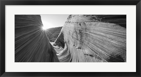 Framed Sandstone rock formations in black and white, The Wave, Coyote Buttes, Utah, USA Print