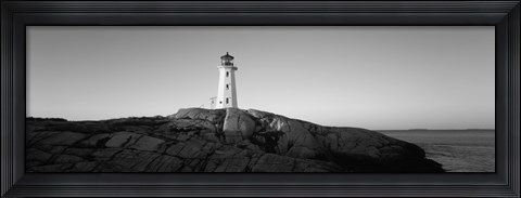 Framed Peggy&#39;s Point Lighthouse, Peggy&#39;s Cove, Nova Scotia, Canada (black &amp; white) Print