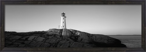 Framed Peggy&#39;s Point Lighthouse, Peggy&#39;s Cove, Nova Scotia, Canada (black &amp; white) Print