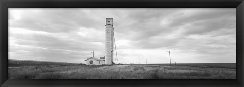 Framed Barn near a silo in a field, Texas Panhandle, Texas, USA Print