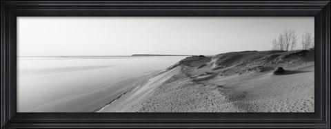 Framed Sand dunes at the lakeside, Sleeping Bear Dunes National Lakeshore, Lake Michigan, Michigan, USA Print