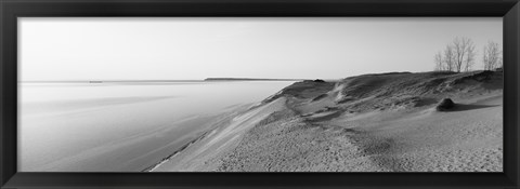 Framed Sand dunes at the lakeside, Sleeping Bear Dunes National Lakeshore, Lake Michigan, Michigan, USA Print