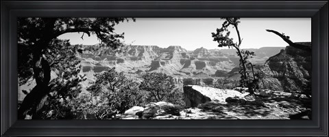 Framed Mather Point in black and white, South Rim, Grand Canyon National Park, Arizona Print
