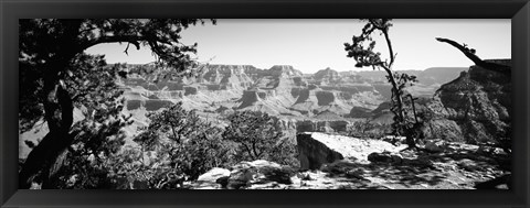 Framed Mather Point in black and white, South Rim, Grand Canyon National Park, Arizona Print