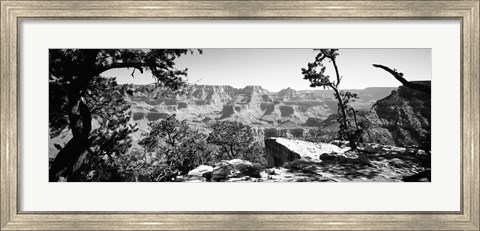 Framed Mather Point in black and white, South Rim, Grand Canyon National Park, Arizona Print