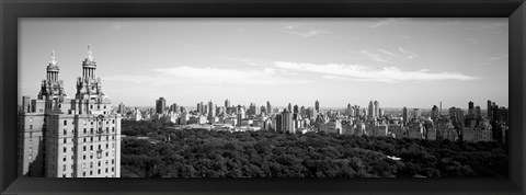 Framed Cityscape Of New York City in black and white, New York State Print
