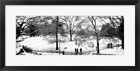 Framed High angle view of a group of people in a park, Central Park, Manhattan, New York Print