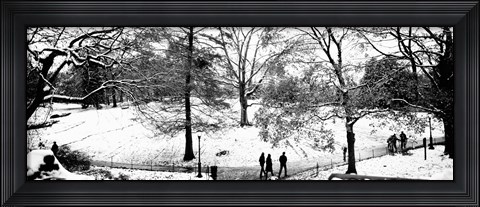 Framed High angle view of a group of people in a park, Central Park, Manhattan, New York Print