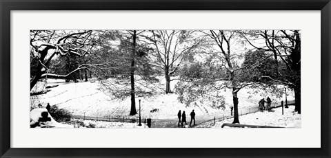 Framed High angle view of a group of people in a park, Central Park, Manhattan, New York Print