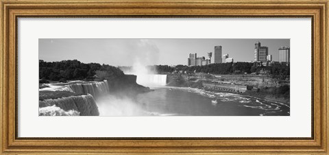 Framed Waterfall with city skyline in the background, Niagara Falls, Ontario, Canada Print
