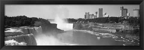 Framed Waterfall with city skyline in the background, Niagara Falls, Ontario, Canada Print