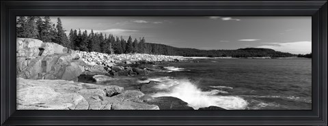 Framed Waves breaking on rocks at the coast, Acadia National Park, Schoodic Peninsula, Maine, USA Print