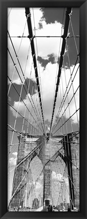 Framed Brooklyn Bridge, Manhattan, New York City (black and white, vertical) Print