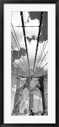 Framed Brooklyn Bridge, Manhattan, New York City (black and white, vertical) Print