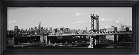 Framed Manhattan Bridge in black and white, New York City Print