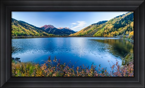 Framed Crystal Lake surrounded by mountains, Ironton Park, Million Dollar Highway, Red Mountain, San Juan Mountains, Colorado, USA Print