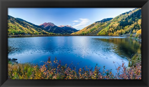 Framed Crystal Lake surrounded by mountains, Ironton Park, Million Dollar Highway, Red Mountain, San Juan Mountains, Colorado, USA Print