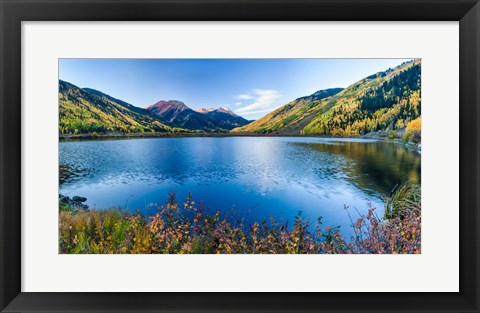 Framed Crystal Lake surrounded by mountains, Ironton Park, Million Dollar Highway, Red Mountain, San Juan Mountains, Colorado, USA Print