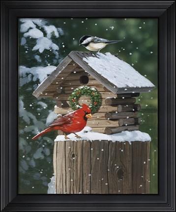 Framed Cardinal / Chickadee In Snow Print