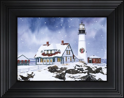 Framed Lighthouse In Winter Print