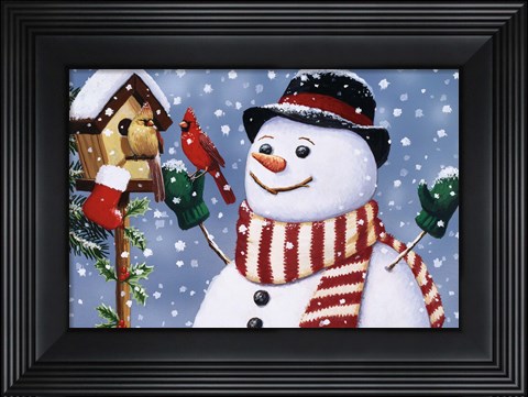 Framed Snowman/Birdhouse Print