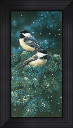 Framed Chickadees Print
