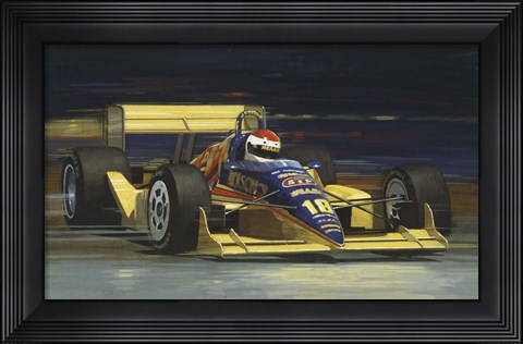 Framed Yellow Race Car Print