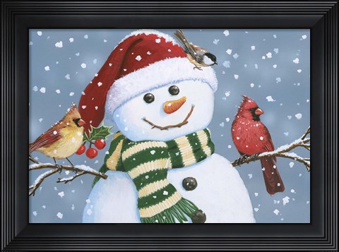 Framed Santa Snowman Print