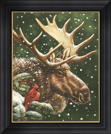 Framed Winter Moose Print