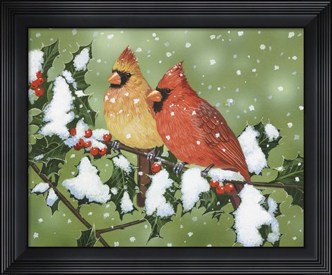 Framed Wintery Cardinals Print