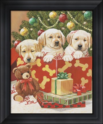 Framed Holiday Puppies Print