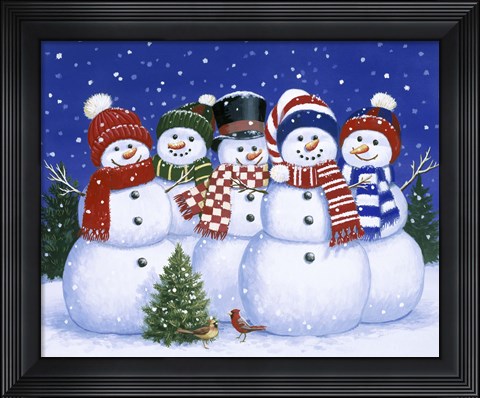 Framed Five Snowmen Print