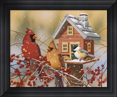 Framed Winter Birds Buffet Print