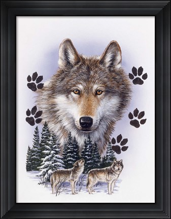Framed Wolf Montage/ Winter Print