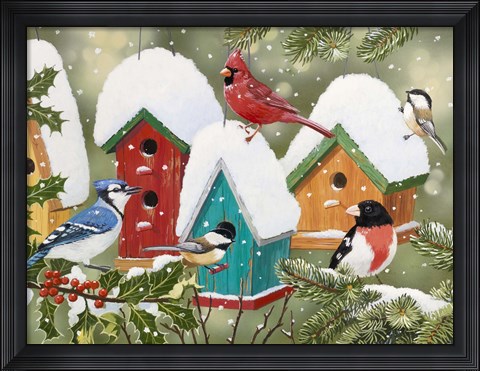 Framed Winter Village Print