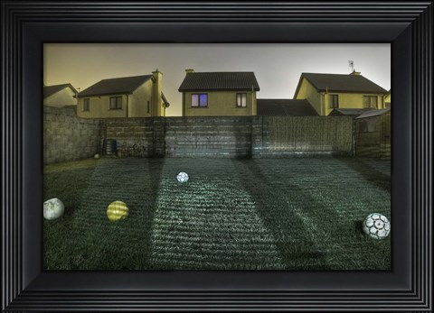 Framed Five Footballs Print