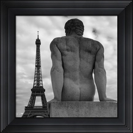 Framed Eiffel and Man Print