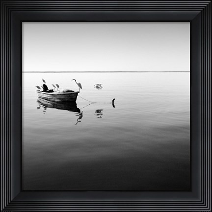 Framed Boat and Heron II Print
