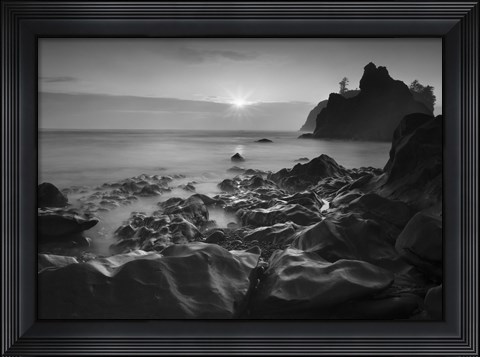 Framed Sunset At Ruby Beach Print