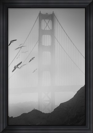 Framed Golden Gate Pier and Birds II Print