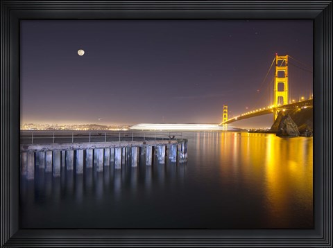 Framed Golden Gate Pier and Stars Print