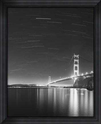 Framed Golden Gate and Stars BW Print