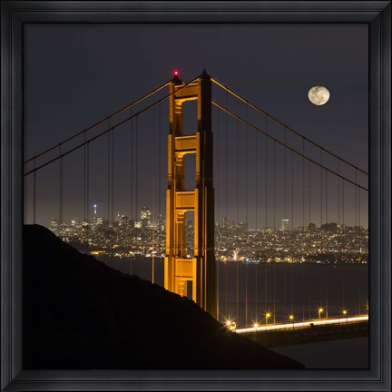 Framed Golden Gate and Moon Print