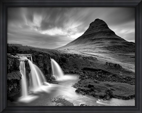 Framed 3 Waterfalls BW Print