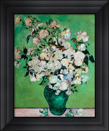 Framed Vase of Roses, 1890 Print