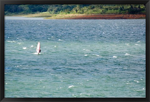 Framed Wind surfer in a lake, Arenal Lake, Guanacaste, Costa Rica Print