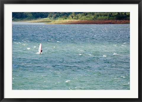 Framed Wind surfer in a lake, Arenal Lake, Guanacaste, Costa Rica Print